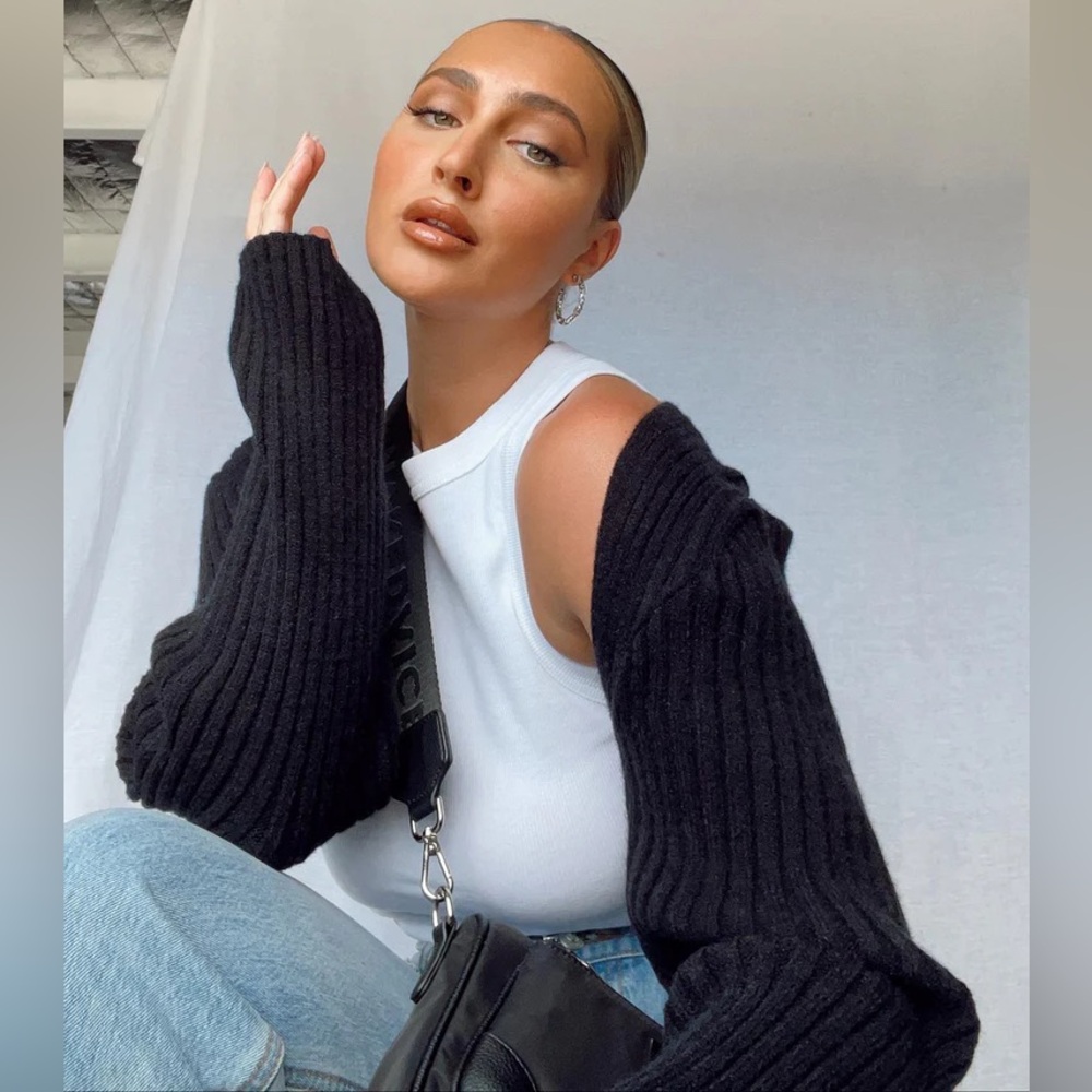 Princess Polly Black Ribbed Cardigan